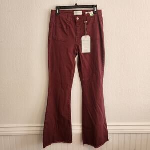 Regeneration Women's Size 9/29 Midrise Flare Flower‎ Maroon Pants NWT